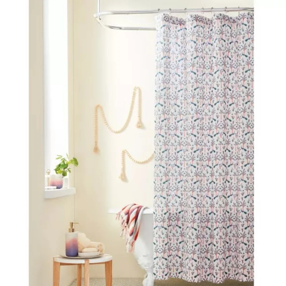 Esme Peacock Shower Curtain in White NWT